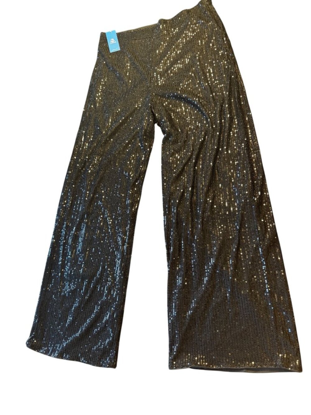 Cupshe Womens Sequin Wide-Leg Pants XL Polyester Black Lined